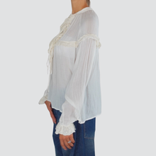 Carica l&#39;immagine nel visualizzatore di Gallery, Tensione in blusa over coreana con pizzo e lacci 80% viscosa 20% lana Art FW250003
