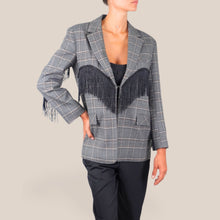 Carica l'immagine nel visualizzatore di Gallery, Vicolo blazer scozzese con frange 34% viscosa Art TAC1121
