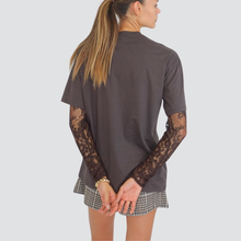 Carica l&#39;immagine nel visualizzatore di Gallery, Vicolo t-shirt over manica pizzo 100% cotone Art UF0062
