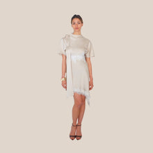 Carica l'immagine nel visualizzatore di Gallery, Vicolo abito satin cut out fiocco collo fondo asimmetrico inserti pizzo Art TAB1655
