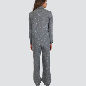 Vicolo pantalone palazzo spigato con perline e paillettes Art TF0104
