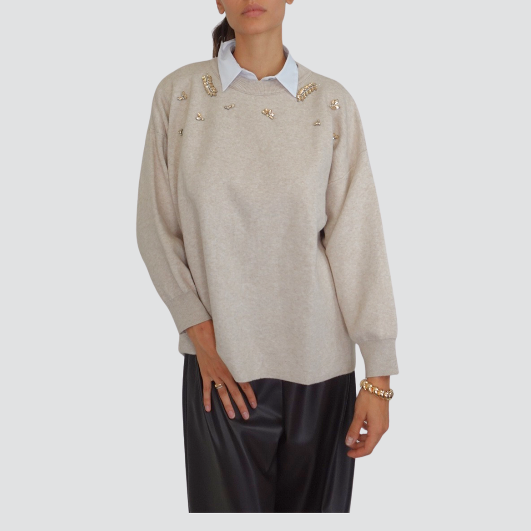 Vicolo maglia over con strass 50% viscosa Art 22190F
