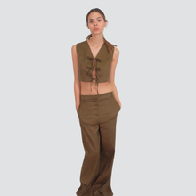 Carica l&#39;immagine nel visualizzatore di Gallery, Tensione in pantalone gamba ampia 40% viscosa 33% lino 26% cotone Art 25P6897
