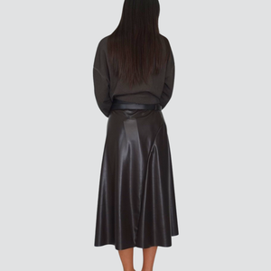 Haveone gonna longuette eco-pelle con doppia cintura Art GMA-P110