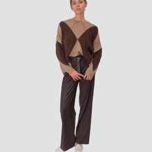 Carica l'immagine nel visualizzatore di Gallery, Haveone pantalone palazzo con cintura elastico retro 33% viscosa Art PVE-P273
