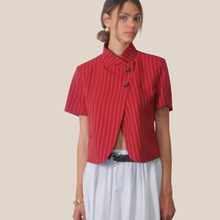 Carica l'immagine nel visualizzatore di Gallery, Haveone blazer gessato mezza manica 92% viscosa Art JMN-Q115
