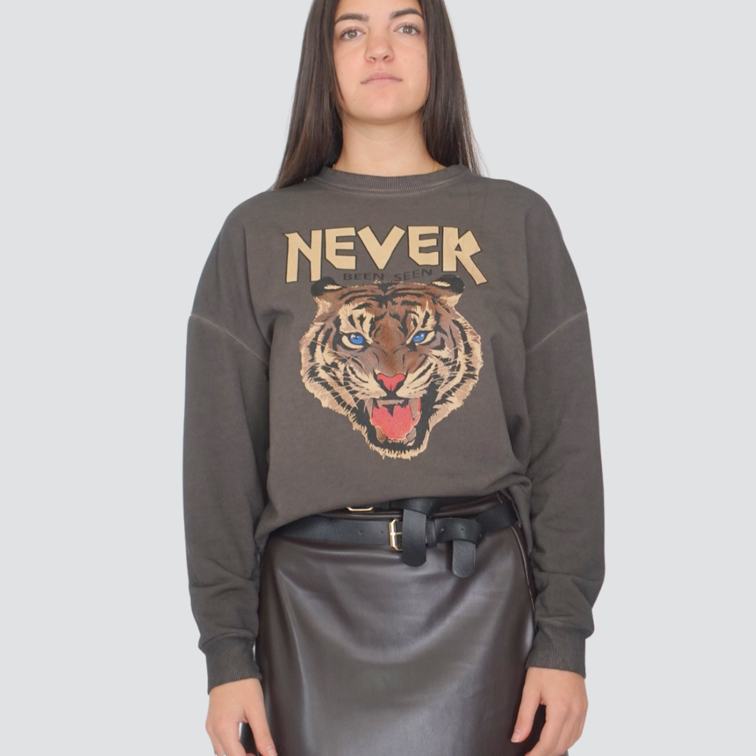 Haveone felpa garzata over con stampa 60% cotone Art FFW-P041
