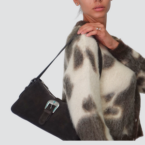 Susy Mix borsa camoscio con fibbia vera pelle Ar AITANASU