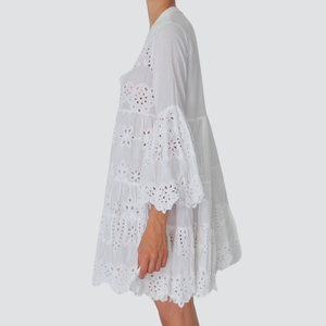 Susy mix kaftano balze con pizzo e perline 100% cotone Art VE1104