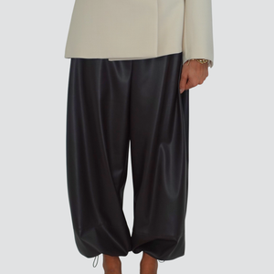Vicolo pantalone eco-pelle moro elastico vita coulisse fondo Art TF1043