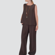 Carica l&#39;immagine nel visualizzatore di Gallery, Vicolo completo canotta con collana pantalone elastico retro 55% viscosa 23% lino Art TD2856
