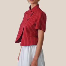 Carica l'immagine nel visualizzatore di Gallery, Haveone blazer gessato mezza manica 92% viscosa Art JMN-Q115
