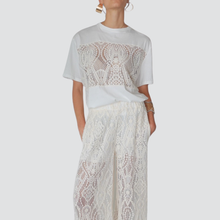 Carica l&#39;immagine nel visualizzatore di Gallery, Tensione in t-shirt con pizzo 100% cotone Art S25MF36
