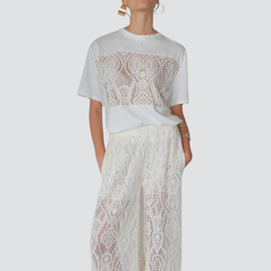 Tensione in t-shirt con pizzo 100% cotone Art S25MF36