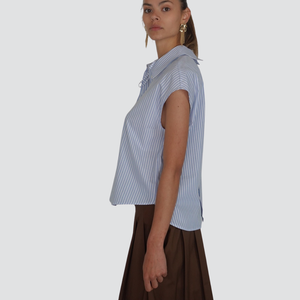Vicolo camicia rigata smanicata bottoni fronte retro 100% cotone Art TD1104