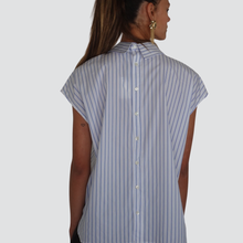 Carica l&#39;immagine nel visualizzatore di Gallery, Vicolo camicia rigata smanicata bottoni fronte retro 68% cotone Art TD1275
