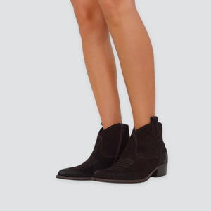 Ovyè texanino camoscio moro tacco 4 cm Art S0300