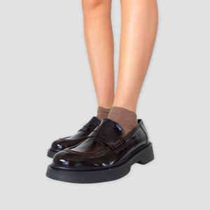 Ovyè mocassino vernice moro vera pelle suola 4 cm Art LF2129