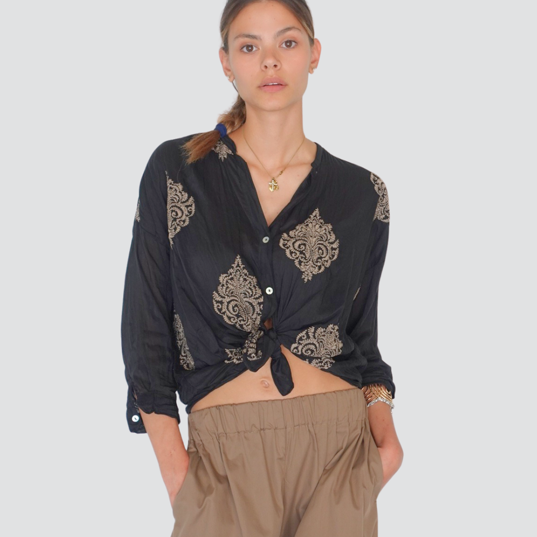 Tensione in camicia misto seta con ricami Art S25CD27