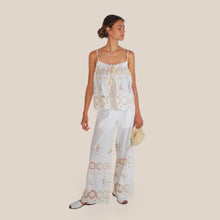 Carica l'immagine nel visualizzatore di Gallery, Haveone pantalone palazzo ricamo e pizzo 95% cotone Art PMA-Q560
