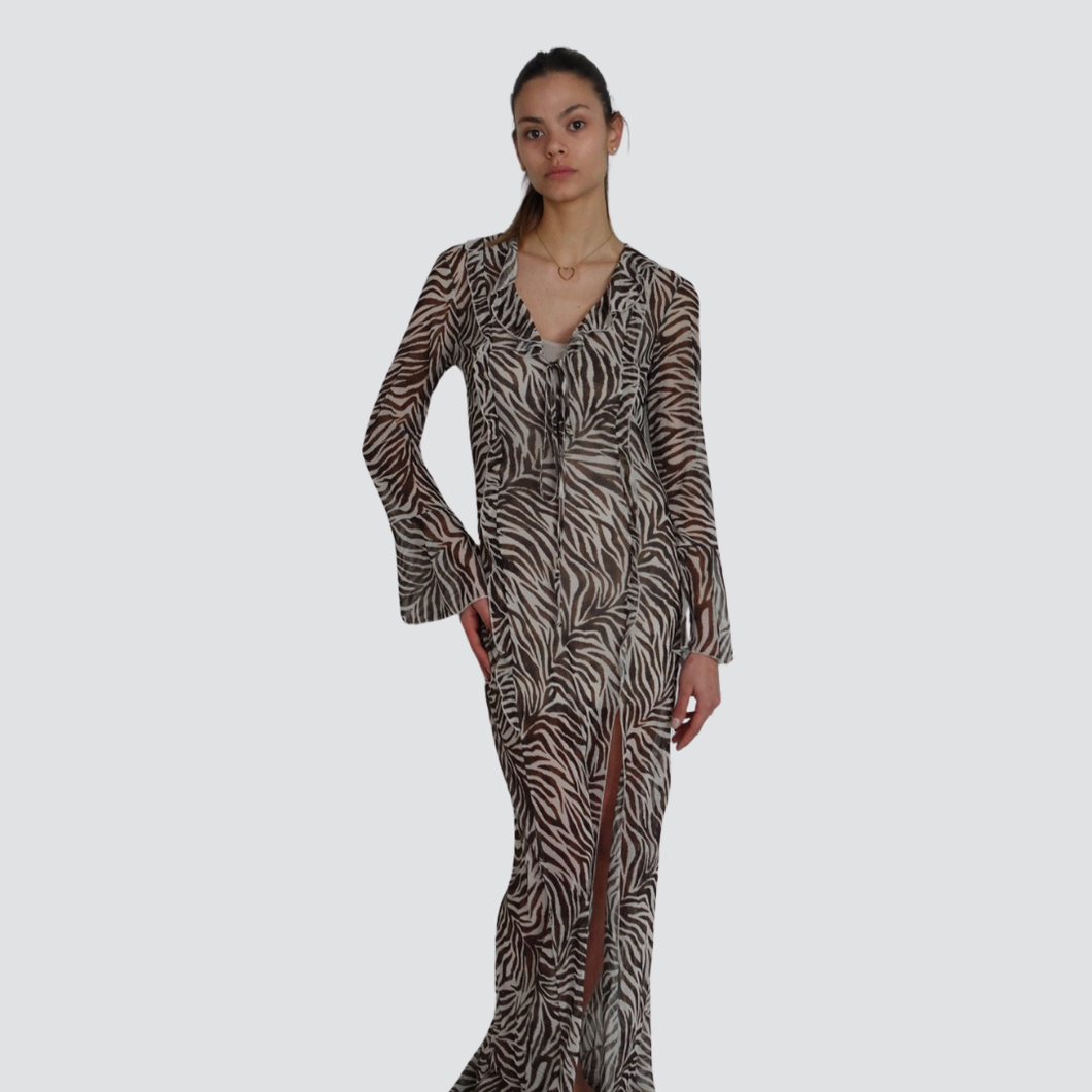 Haveone abito lungo fantasia poliestere con sottoveste Art AVS-N043