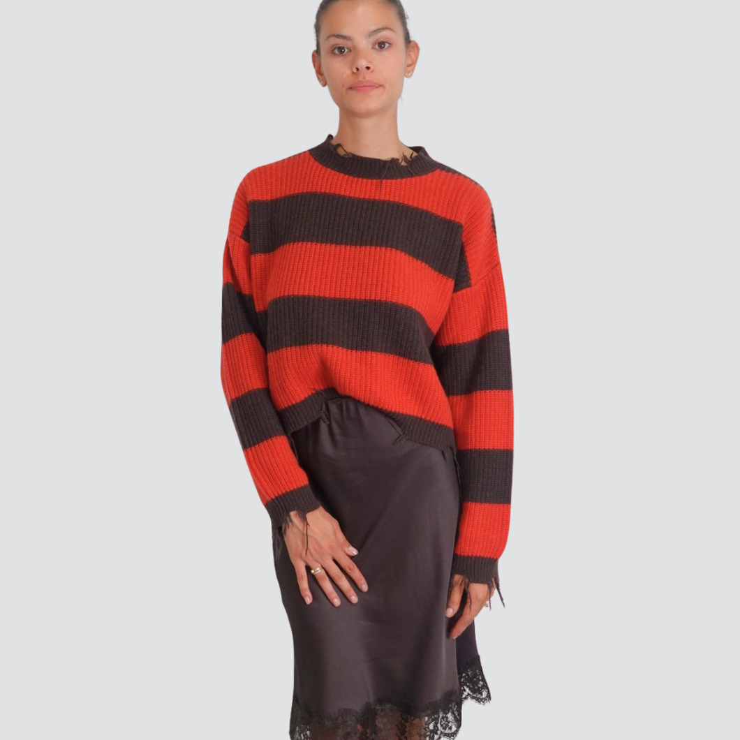 Vicolo maglia riga fondo sfrangiato 40% viscosa 25% lana 5% cashmere Art 55078F