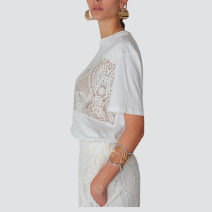 Tensione in t-shirt con pizzo 100% cotone Art S25MF36