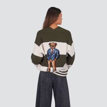 Carica l&#39;immagine nel visualizzatore di Gallery, Haveone cardigan rigato ricamo schiena Art MFP-P130
