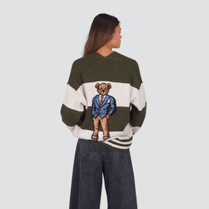 Haveone cardigan rigato ricamo schiena Art MFP-P130