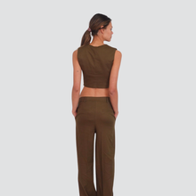 Carica l&#39;immagine nel visualizzatore di Gallery, Tensione in pantalone gamba ampia 40% viscosa 33% lino 26% cotone Art 25P6897
