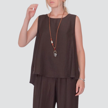 Carica l&#39;immagine nel visualizzatore di Gallery, Vicolo completo canotta con collana pantalone elastico retro 55% viscosa 23% lino Art TD2856
