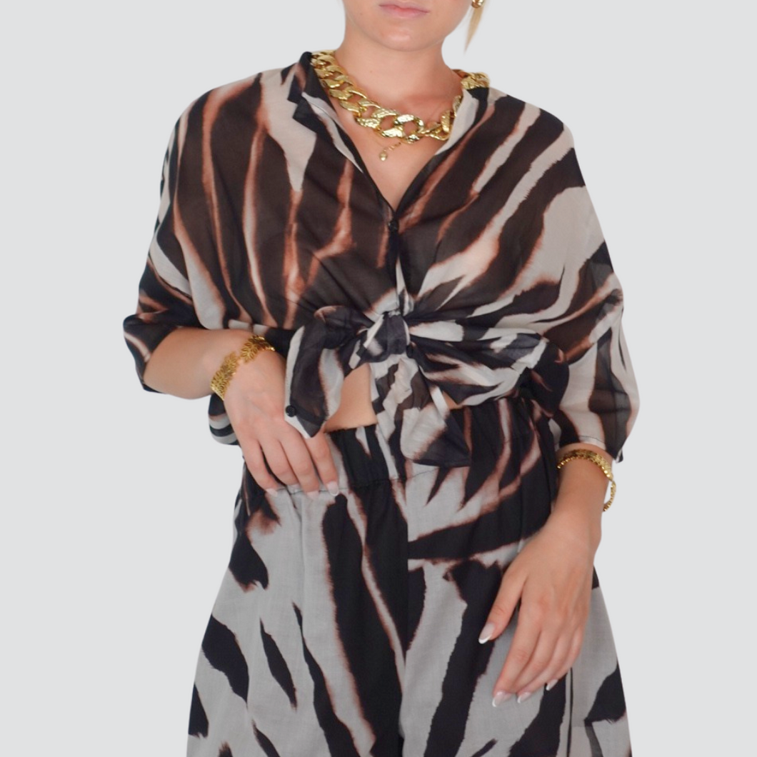 Vicolo camicia fantasia manica cort 100% cotone Art TD3239