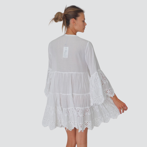 Susy mix kaftano balze con pizzo e perline 100% cotone Art VE1104