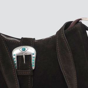 Susy Mix borsa camoscio con fibbia vera pelle Ar AITANASU
