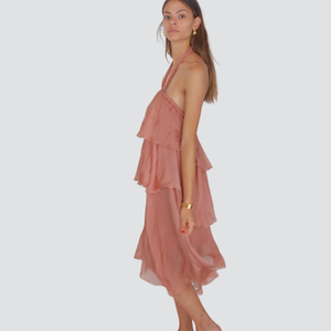 Vicolo abito balze 70% viscosa 30% seta Art TD2744