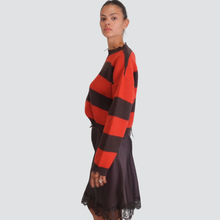 Carica l&#39;immagine nel visualizzatore di Gallery, Vicolo maglia riga fondo sfrangiato 40% viscosa 25% lana 5% cashmere Art 55078F
