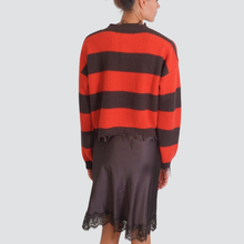 Carica l&#39;immagine nel visualizzatore di Gallery, Vicolo maglia riga fondo sfrangiato 40% viscosa 25% lana 5% cashmere Art 55078F
