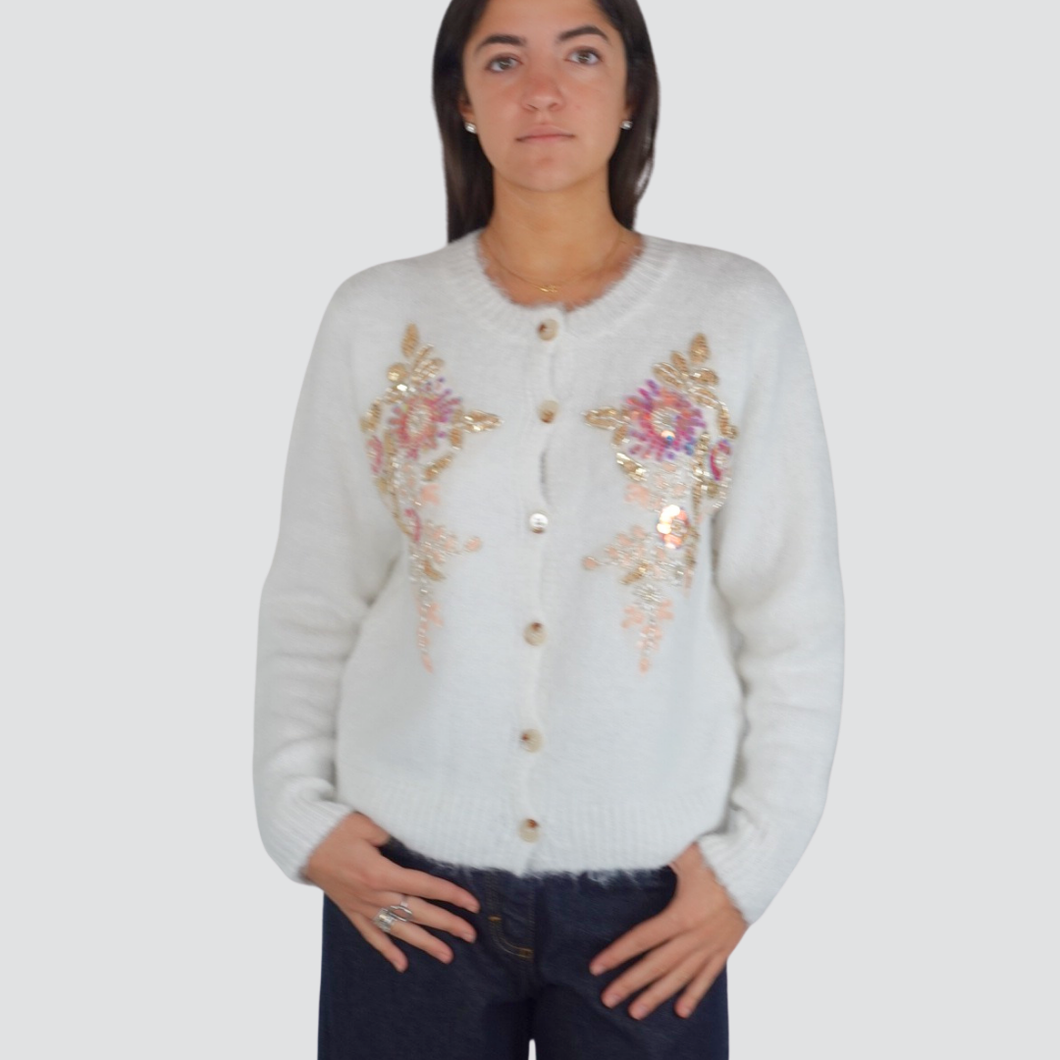 Philia Loft cardigan ricamo paillettes