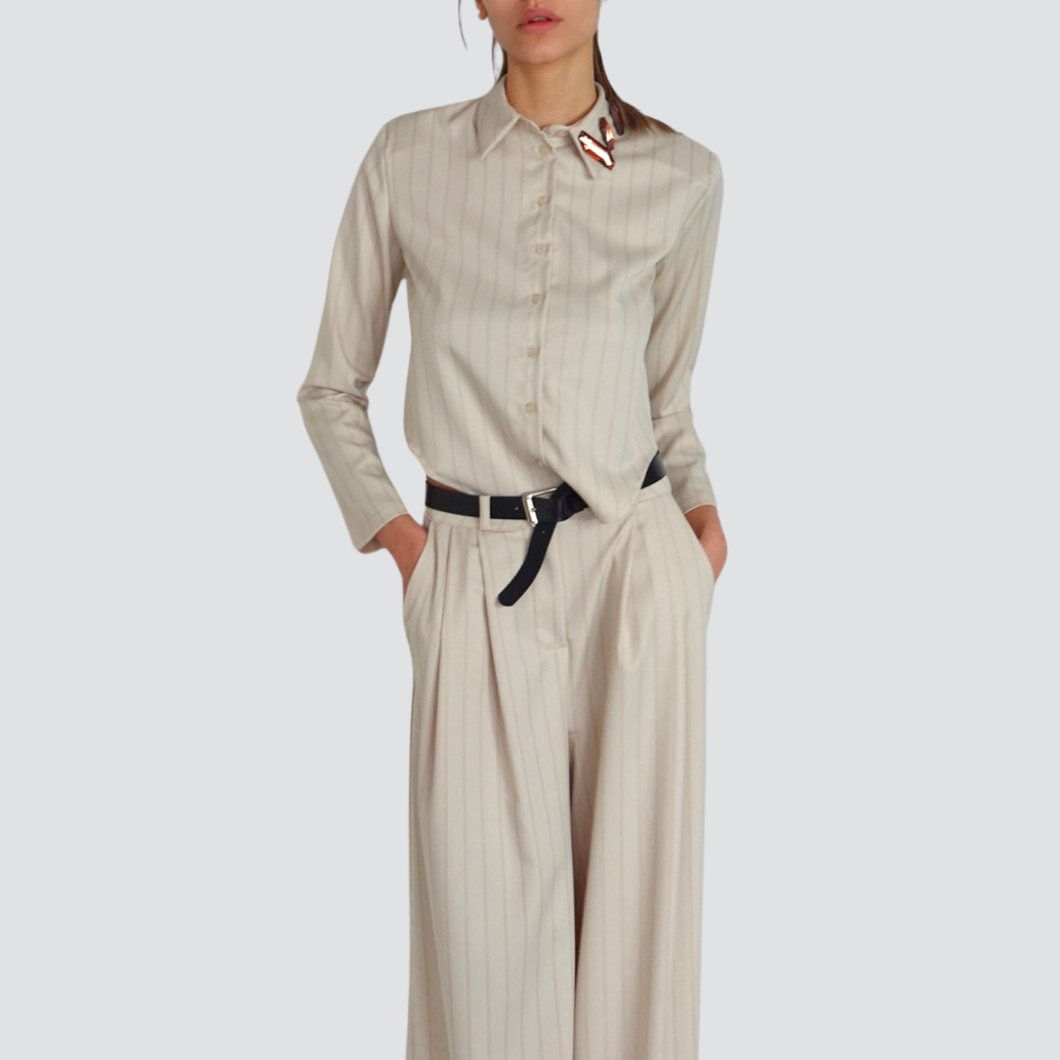 Haveone camicia corta spalline gessata con applicazione Art CMA-N044