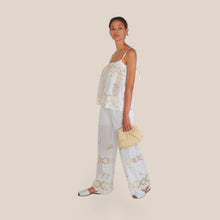 Carica l'immagine nel visualizzatore di Gallery, Haveone pantalone palazzo ricamo e pizzo 95% cotone Art PMA-Q560

