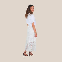 Carica l'immagine nel visualizzatore di Gallery, Haveone gonna lunga pizzo bianco elastico vita 65% cotone Art GVV-Q164
