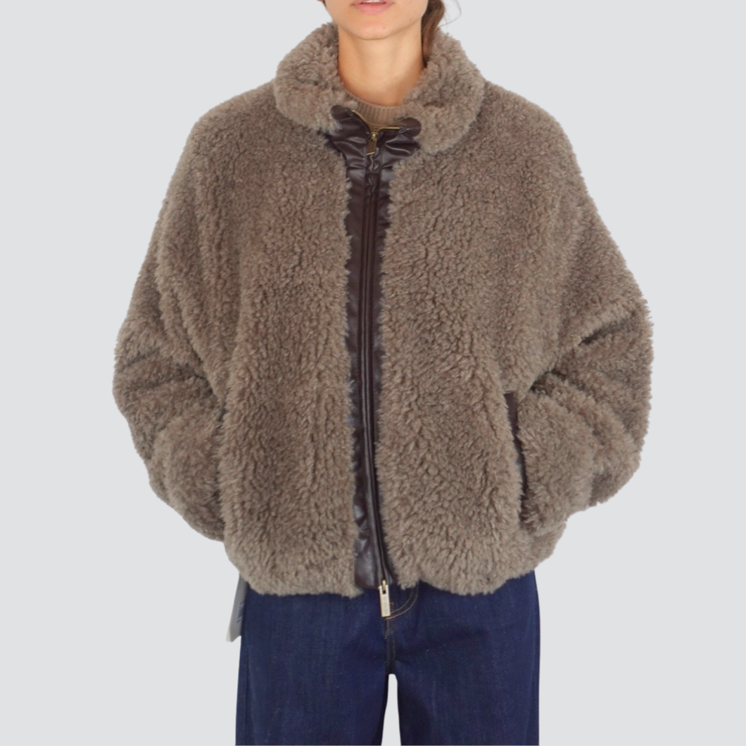 Vicolo eco-pelliccia bomber foderato con zip Art TF0072