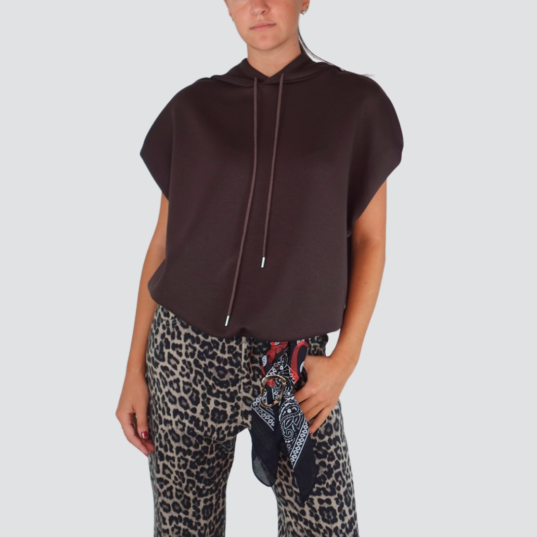 Haveone felpa over  smanicata con cappuccio e spallini Art FMA-P024