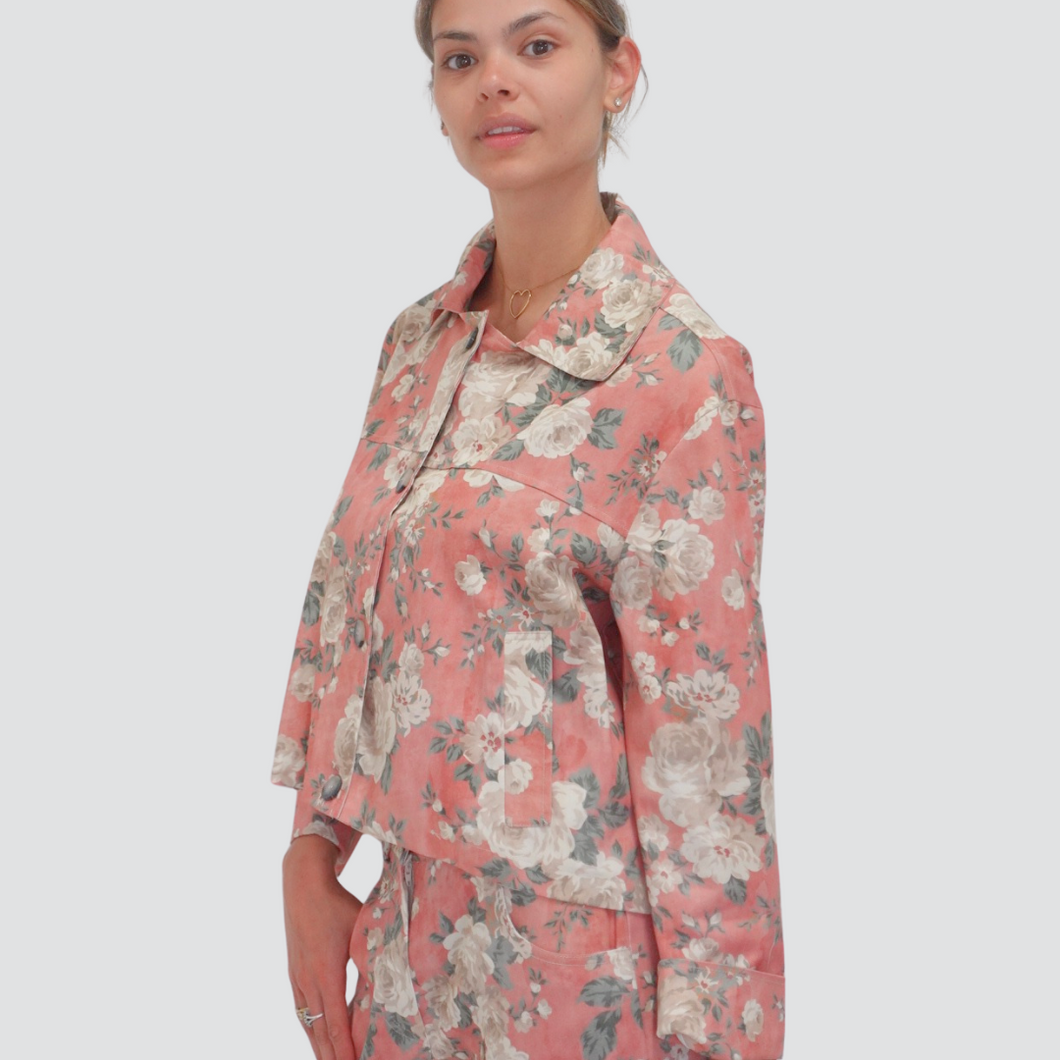 Haveone giacca stampa fiori 87% viscosa Art JVS-N066