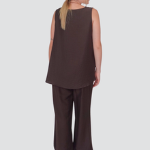 Carica l&#39;immagine nel visualizzatore di Gallery, Vicolo completo canotta con collana pantalone elastico retro 55% viscosa 23% lino Art TD2856
