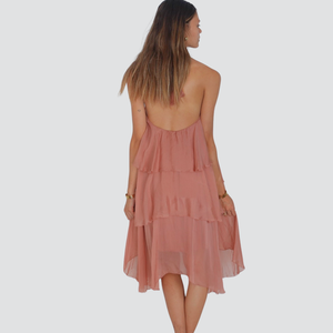Vicolo abito balze 70% viscosa 30% seta Art TD2744