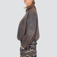 Carica l&#39;immagine nel visualizzatore di Gallery, Haveone bomber foderato effetto pelle invecchiata Art KVE-P082

