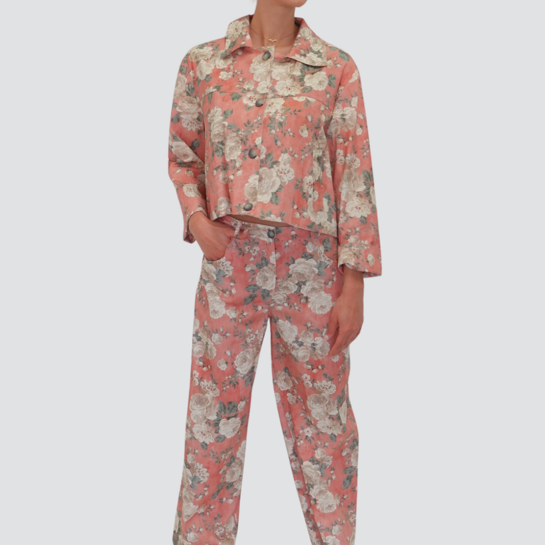 Haveone pantalone stampa fiori 87% viscosa Art PVS-N255