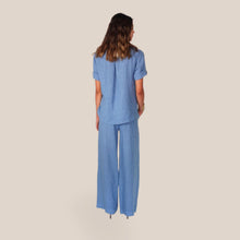 Carica l'immagine nel visualizzatore di Gallery, Haveone completo camicia over pantalone palazzo 100% lino Art TAB3183
