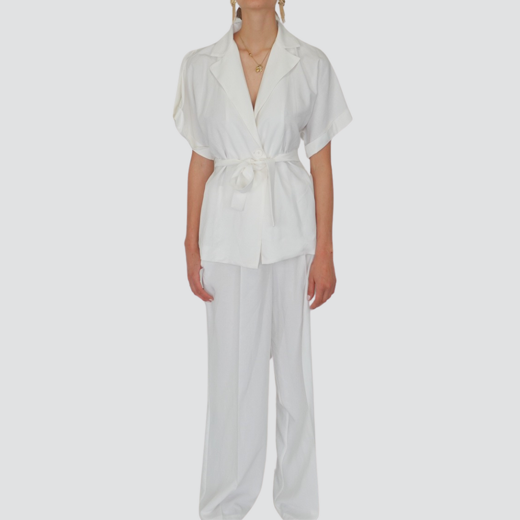 Vicolo pantalone gamba ampia 80% viscosa 20% lino Art TD2331